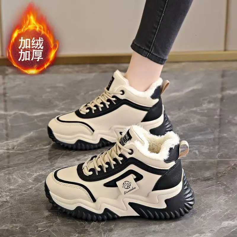 Casual Shoes Chunky Sneakers Winter Women's Snow Boots Fashionable Comfortable Plush Cotton Shoes High-top Fleece-lined Warm Womens Sneakers H2