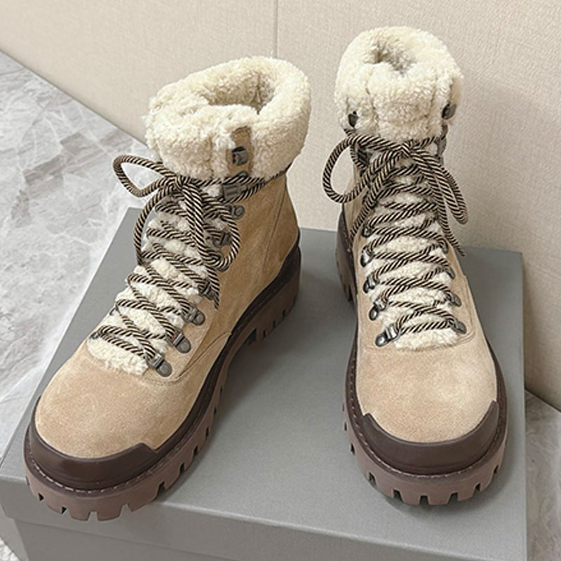 Womens Combat Strike Winter Boot in Noce Designers Winter New Snow Boots Luxury Mens Womens Boots Anti slip Wear resistant Leather outsole Lace up b