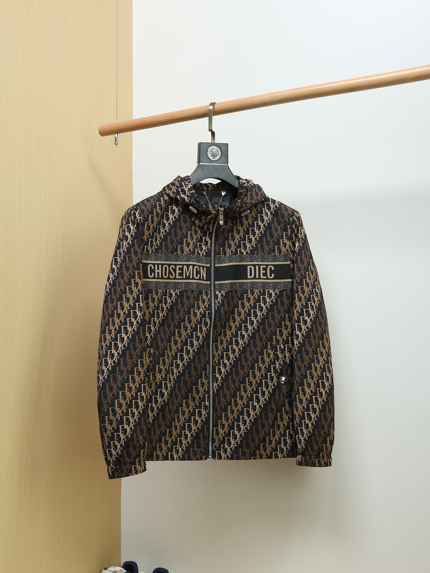 Elegant Men's Printed Hoodie Casual Jacket Lightweight Fashionable Slim Fit Polyester Fabric Spring Autumn Outerwear