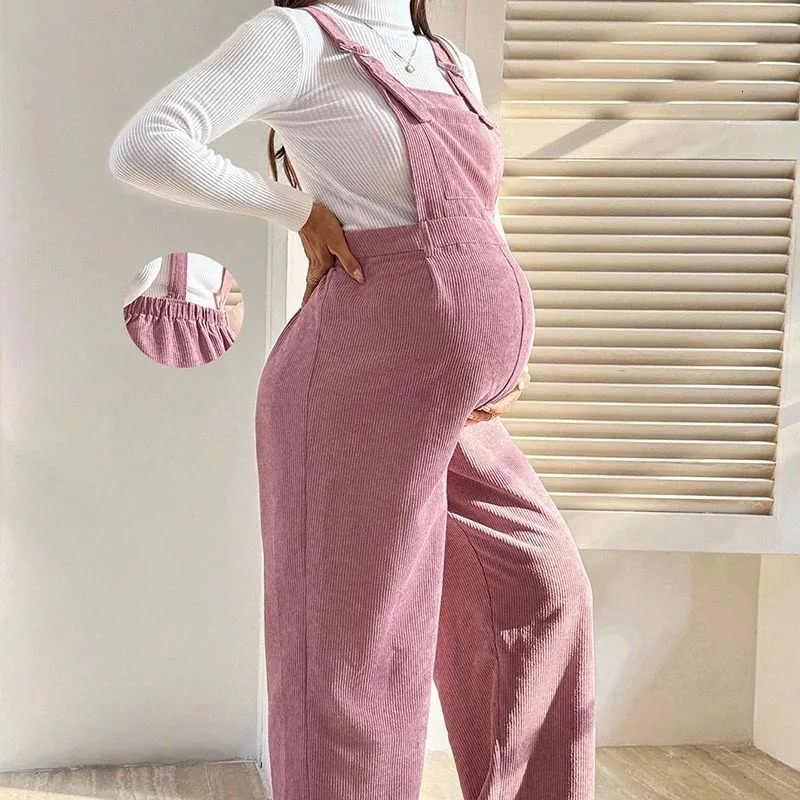 Maternity Corduroy Overalls Pregnancy Clothing for Pregnant Women Pants Autumn Winter Fashion Elastic Loose Corduroy Overalls 261015