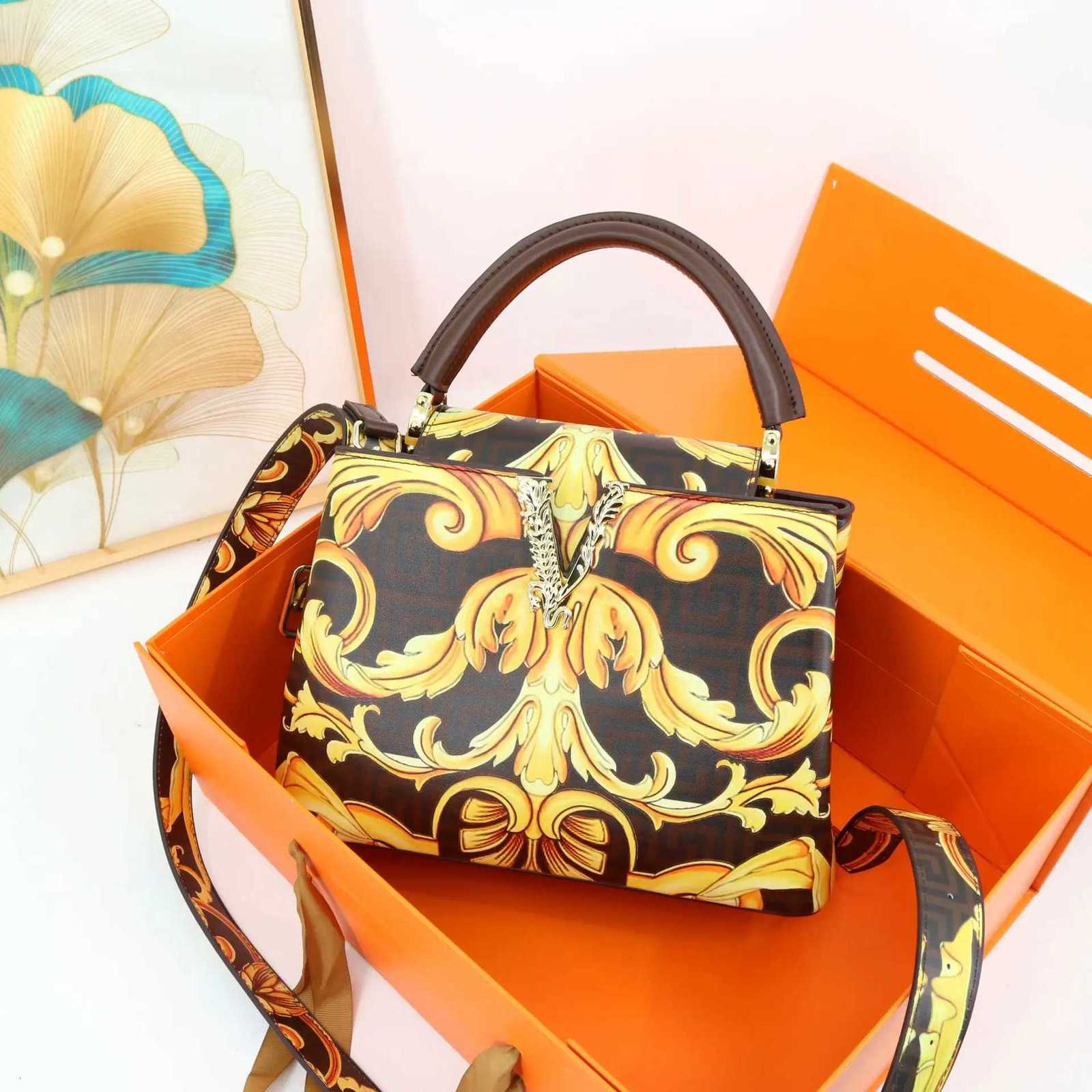 Evening Bags Ins Famous Fashion Classic Printed PU Leather Womens Handbags Elegant Shoulder Crossbody Top Handle Bag Daily Travel Work H261016