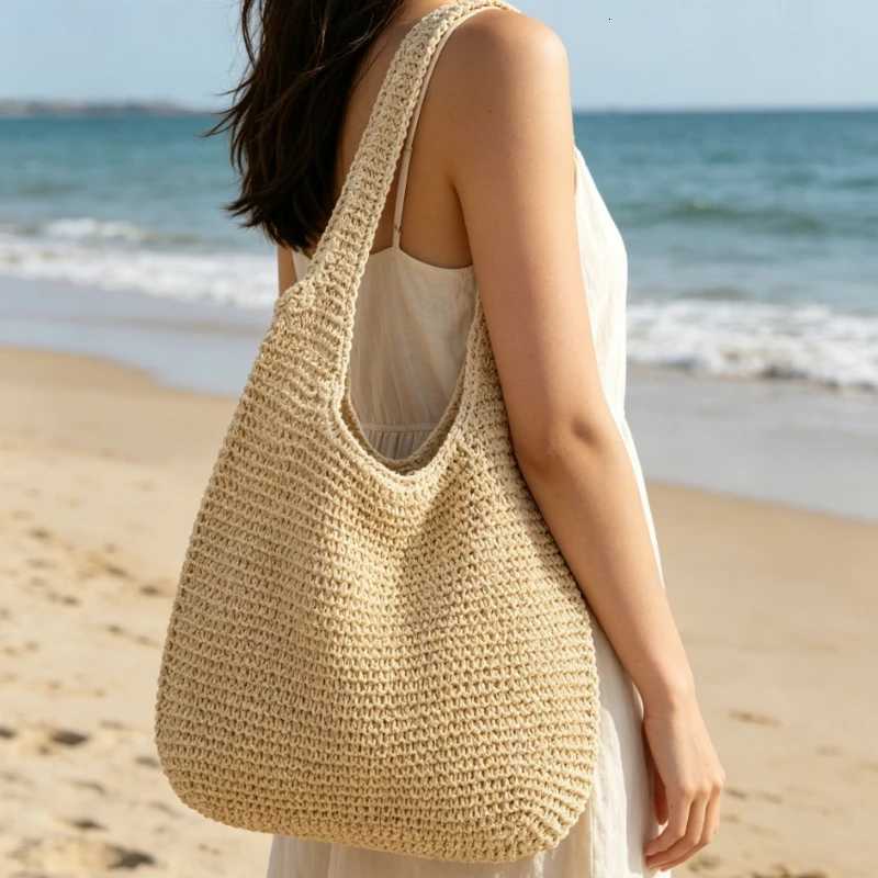 Cross Body Bohemian Style Handwoven Straw Hobo Bag Lightweight Beach Large Capacity Tote Bag for Women's Summer Outings Shoulder Purse H261016