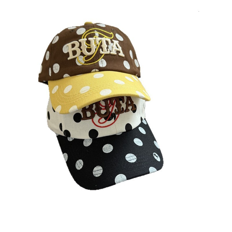 American retro polka dot patchwork letter baseball cap women sweet versatile fashion sun hat for spring and summer