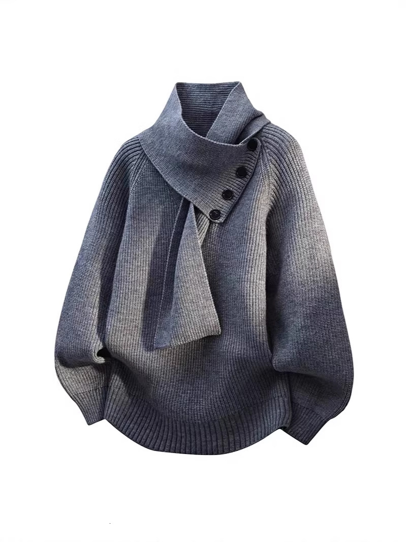 Casual knit sweater Autumn And Winter High-Neck Sweater For Men, Knitted Loose-Fit Thickened Warm Pullover, Fashionable Base Layer HongluMen's