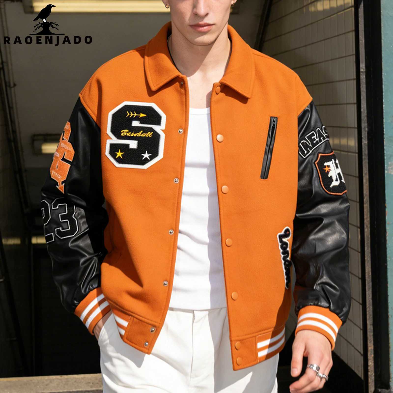 Letterman Men's Men's Jacket Jackets Vintage Varsity Coat Patchwork Baseball Streetwear Outerwear with Faux Leather Sleeves Fine Embroider