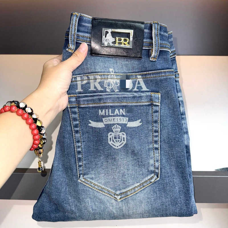 designer Mens Jeans brand highend Europeanstyle men jeans featuring printed design suitable for all seasons with elastic waistband washed finish sli