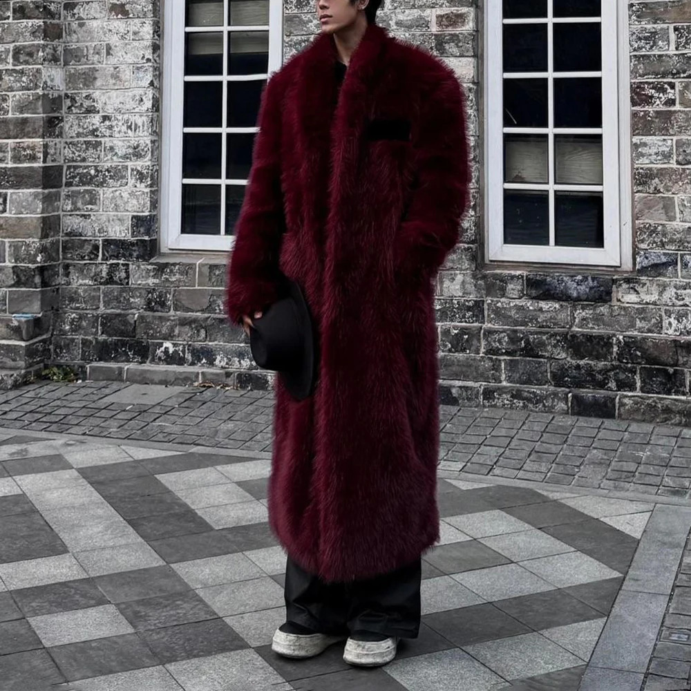 Mens Faux Fur Soft Fluffy Overcoat Winter Fashion Warm Youth Trend Plush Heavyweight Comfort Long Coat Men'S Clothing 2026 260928