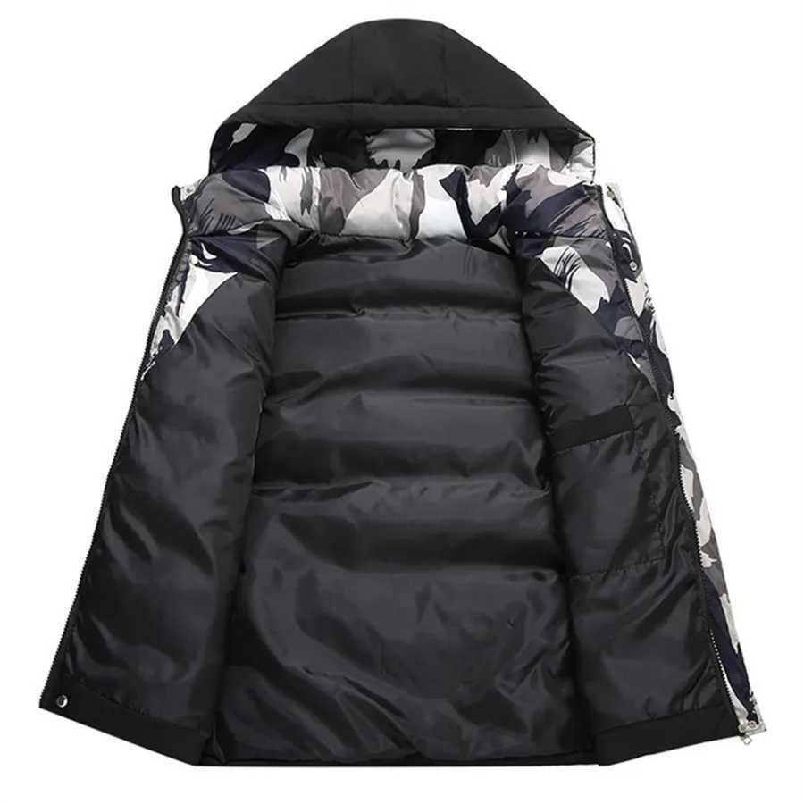 Men Black Men's Cotton Vests Padded Vest Fashion Detachable Hooded Sleeveless Jackets Winter Warm Men's Clothes Male Thick Coat Big Size 5