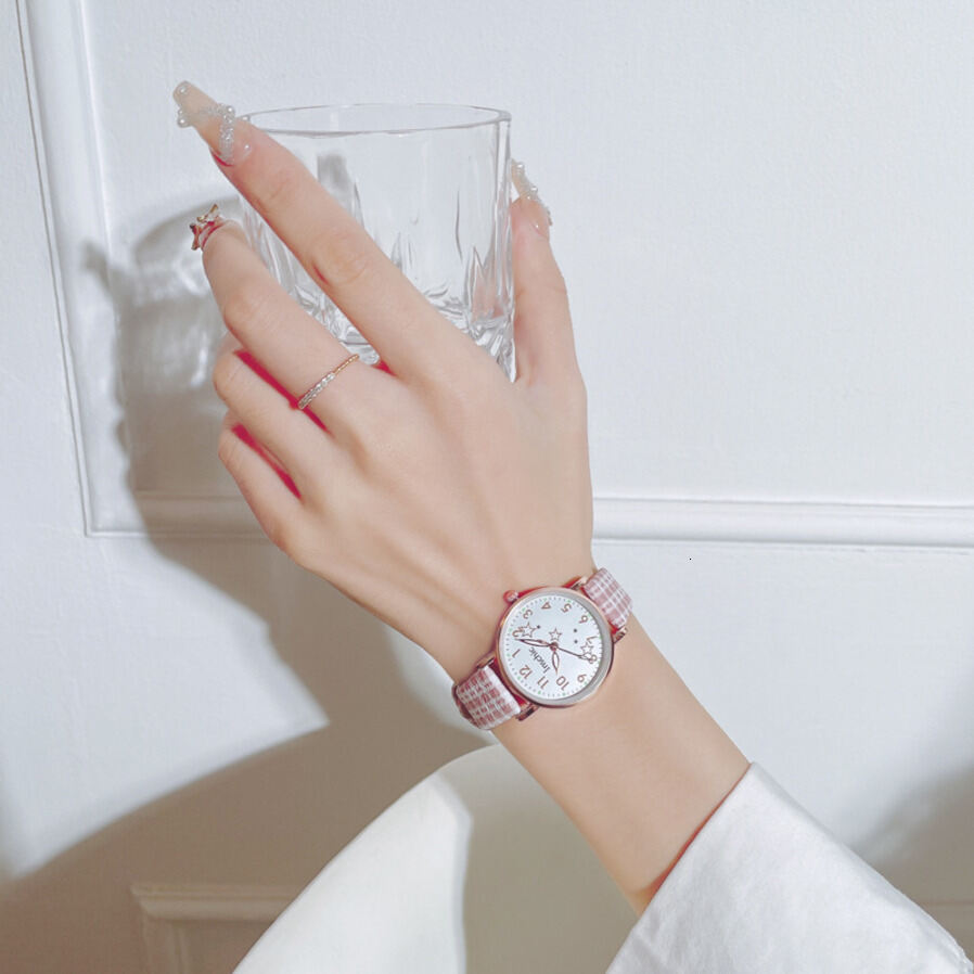 Style For Female Junior High School Students, Plaid Pattern, Simple Elegant, Fresh And Casual, Fashionable Quartz quartz Wh ljh123