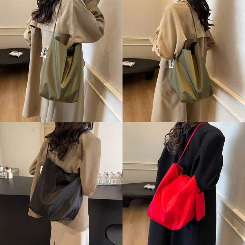 Evening Bags Soft Nylon Solid Color Product Designer Handbag Large Capacity Commuter Simple Tote Bag Hot Sale Versatile Fashion Shoulder Bag H261016