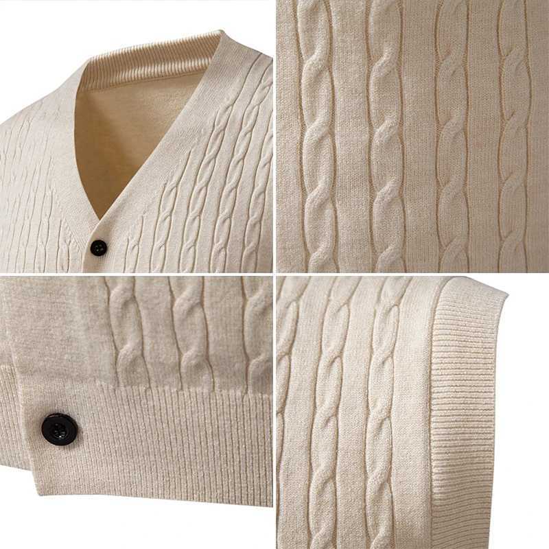 Vests Beige Men's Sleeveless Men's Knit Vest; Pullover Vests for Fall and Winter Available in Yellow Gray Khaki and Blue.W261017