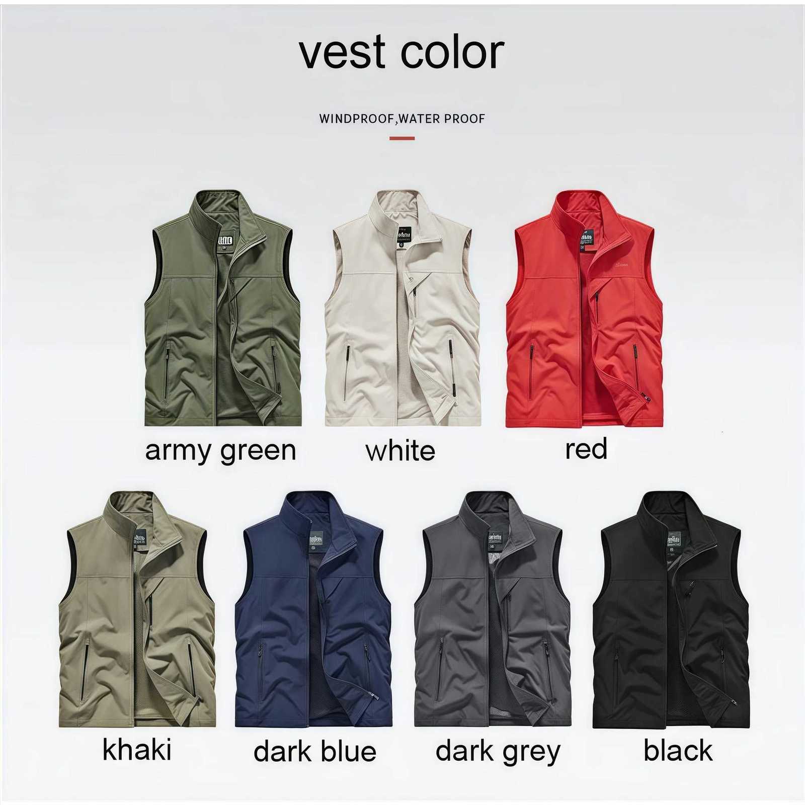 Spring Men's Vests Summer 2026 Work and Leisure All-Match Trendy Fishing Vest Multi-Pocket Vest Custom Text PrintedW261017
