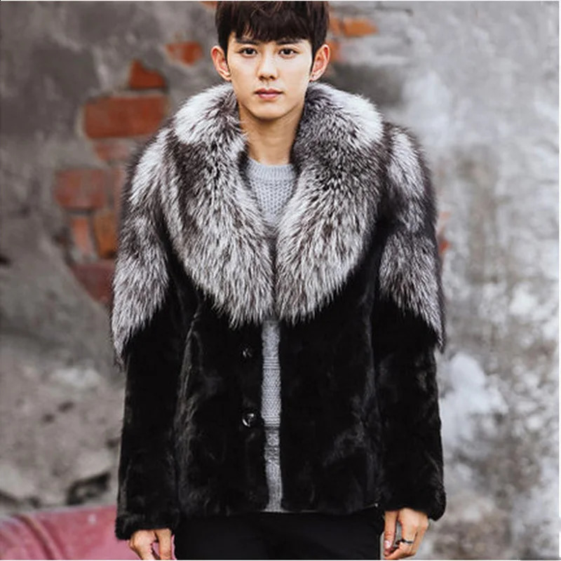 Men's Faux Fur Coat Winter 2026 Thicken Fluffy Long Sleeve Warm Outerwear y Bontjas Jackets Lapel Windbreaker 261012
