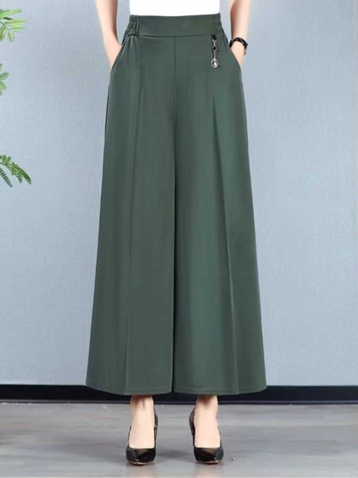 Leggings Women's Pants Capris Women's High Waist Wide Leg Pants for Mom Summer New Dra Women Middle-Aged Skirt Pants Large Foot Wide Leg P