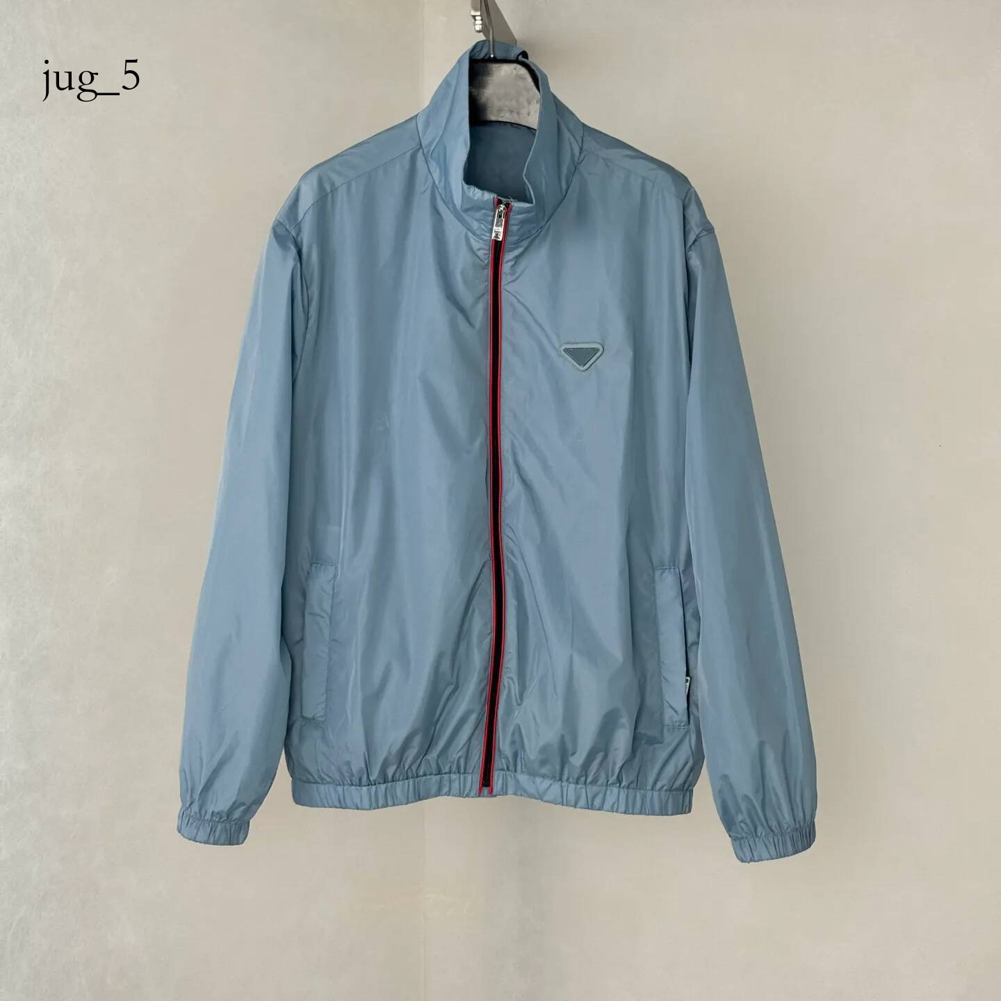 Men's Fashion Triangle Logo Stand up Collar Lightweight Luxury Jacket Counter Same High Density Anti Wrinkle Nylon Windproof Fabric pradmen jac
