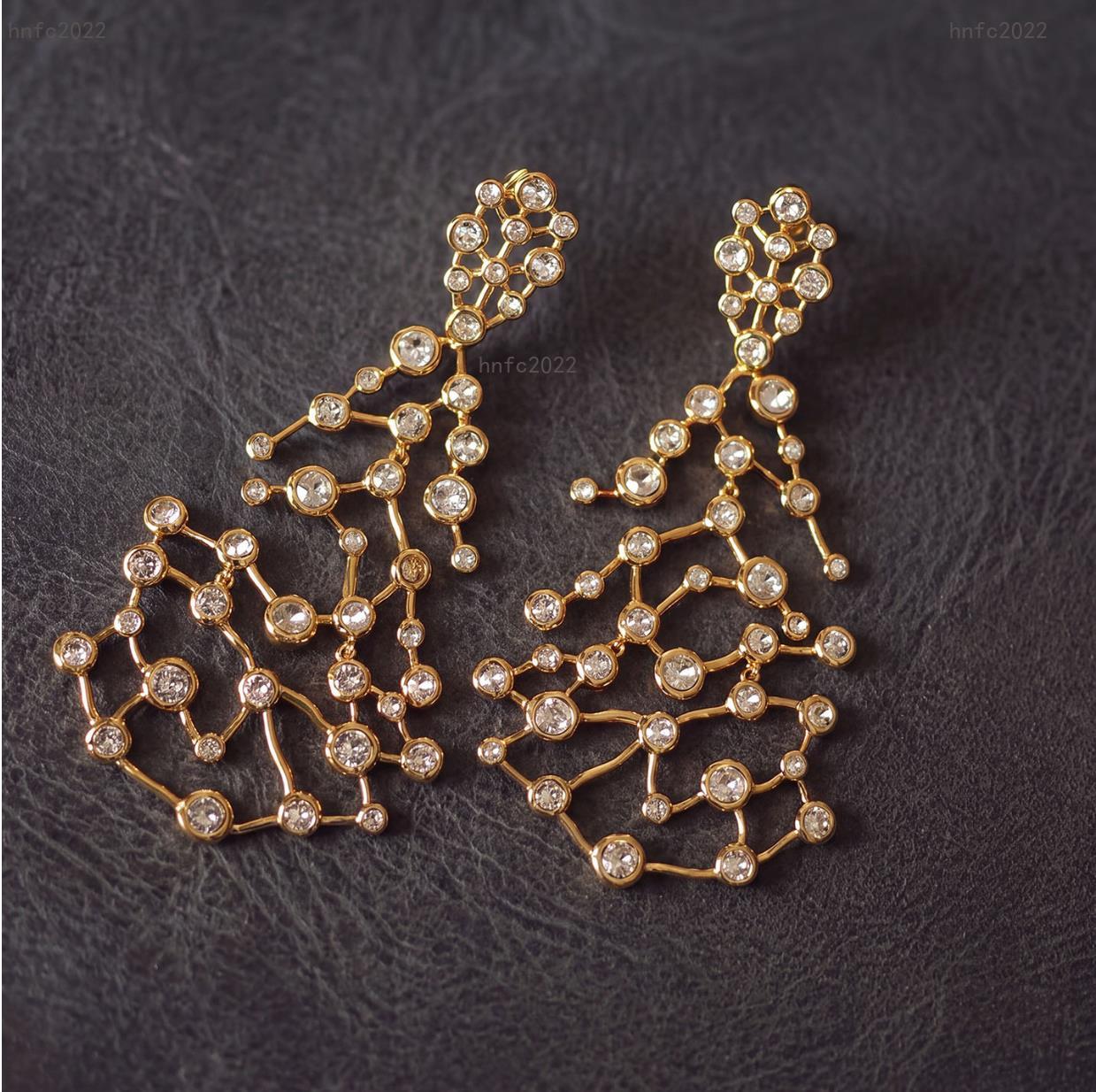 New Designed women luxury earrings Asterales Gold Celestial Earring Ear studs copper plated gold AB luxury Designer Jewelry Cai Wedding Birthday Acc