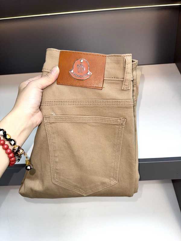 designer Men's Jeans Menghounu High-End European men Jeans, Dark Khaki Washed Slim Straight Stretch Casual Pants for All Seasons DLNL