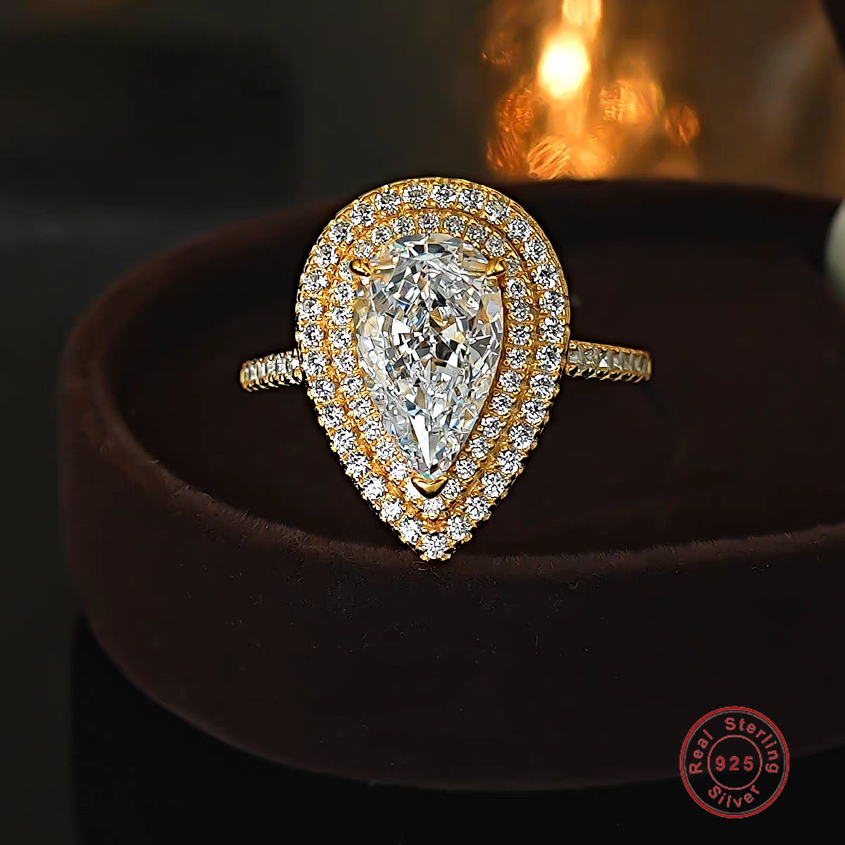 2026 Choucong Sparkling Wedding Rings Luxury Jewelry Genuine 100% 925 Sterling Silver Pear 7*11mm High Carbon Diamond Eternity Water Drop Women Brid