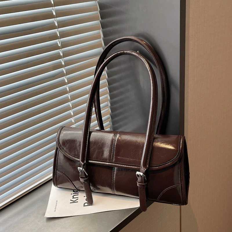 Evening Bags High Quality Burgundy PU Leather Underarm Bag Elegant Women's Shoulder Bag Commuter Versatile Ladies Shopper Tote Bags H261016