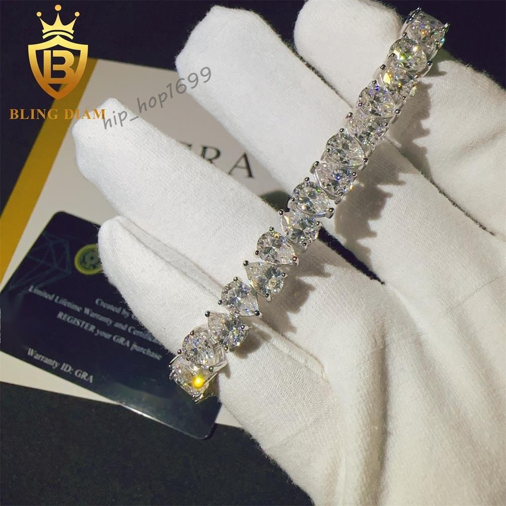 Iced Out Fashion Hip Hop Jewelry 5MM VVS Moissanite diamond Sterling Silver 925 Tennis Chain Bracelet