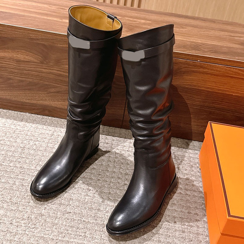 Jumping supply boot designer fashion week knee boots womens autumn winter boots high quality cowhide upper comfort lightweight cowhide lining knight
