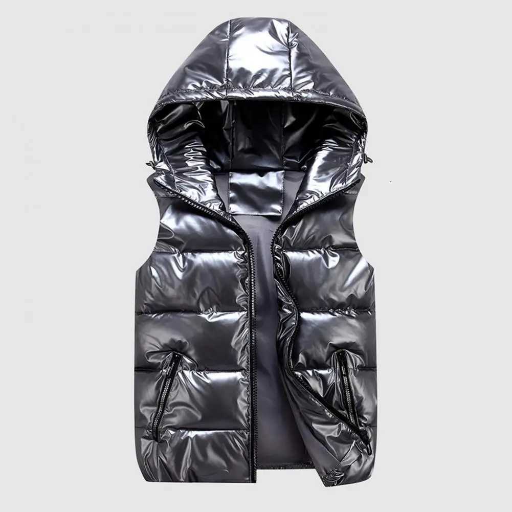 VEST Men's VESTs Classic Hooded Man/Woman/Winter Hooded Glossy Cotton VEST Casual Waistcoat Men's Sleeveless JaCKet Warm Overcoats HatW261