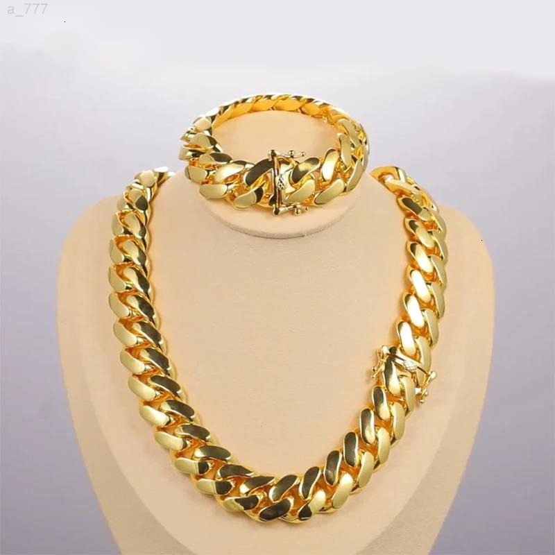 20mm Heavy Solid 18K Gold Plated Miami Cuban Link Chains Hip Hop Jewelry Choker Necklaces for Men Wholesale Price