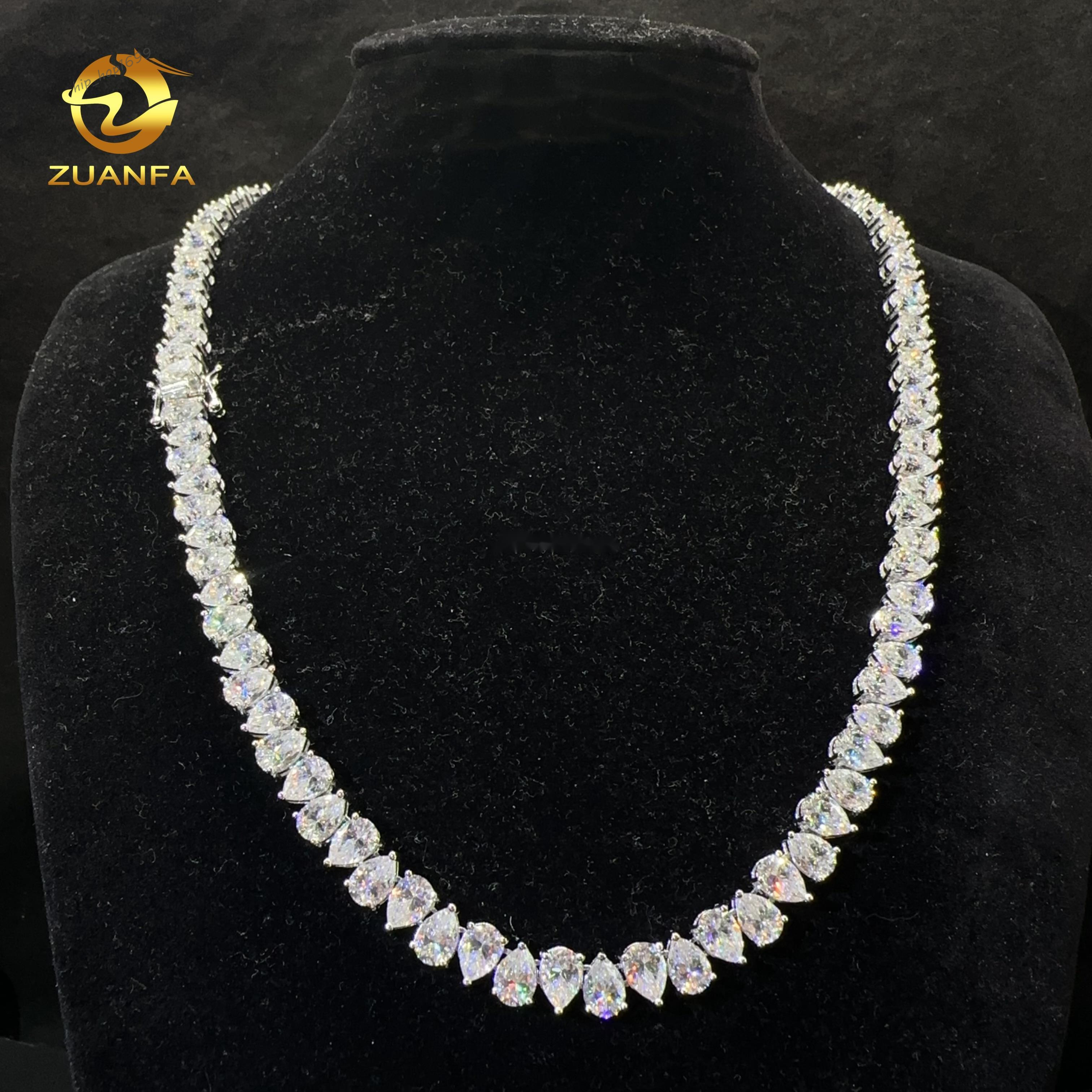 Fashion Luxury Unique Claw Setting 5*7mm Pear 925 Solid Silver Elegant Style VVS Pear Moissanite Cluster Tennis Chain Bracelet