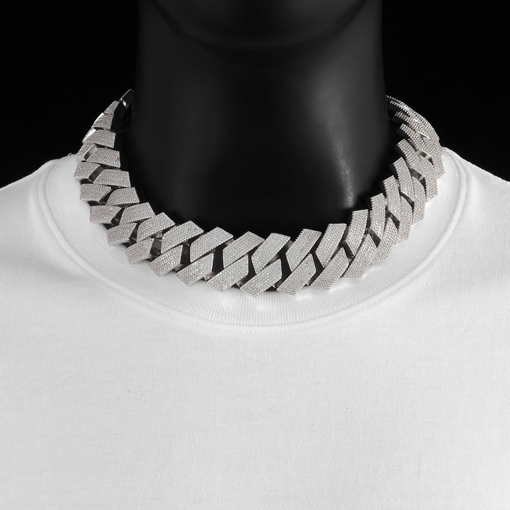 ESKEEM High Quality Heavy 7 Row Cubic Zirconia Cuban Link Chain Necklace 30mm Big Size Iced Out Hip Hop Jewelry for Men