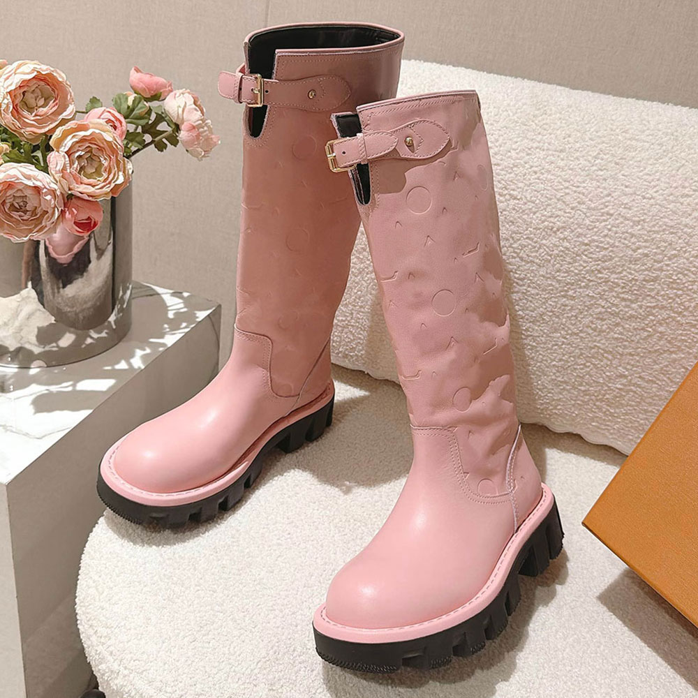 Womens Designer Knee High Boots Autumn Winter Boot comfort casual platform Knee boot upper with signature high quality luxury motorcycle boots