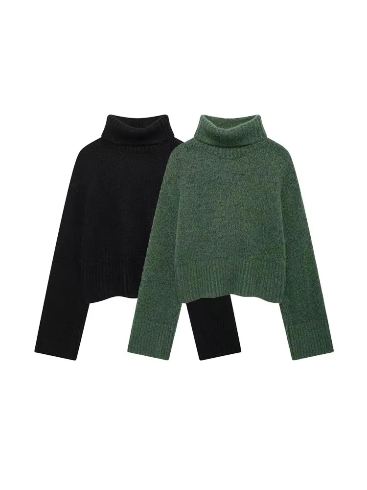 Women's Soft Knit Sweater High Neck Long Sleeve Female Pullovers Chic Tops Fashion 261008
