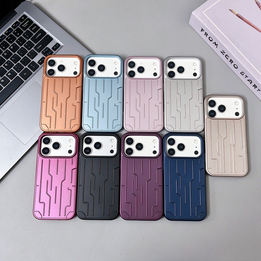 High quality Phone Case For iPhone 18 Pro Max 17 16 15 14 Luggage Texture Large Camera Hole Luxury Shockproof Polycarbonate Hard Protective Phone Co