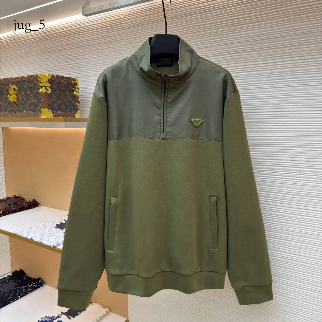 pradmen jacket triangle logo nylon spliced pure cotton pullover quarter zip high quality sports and casual mens clothes 4ca