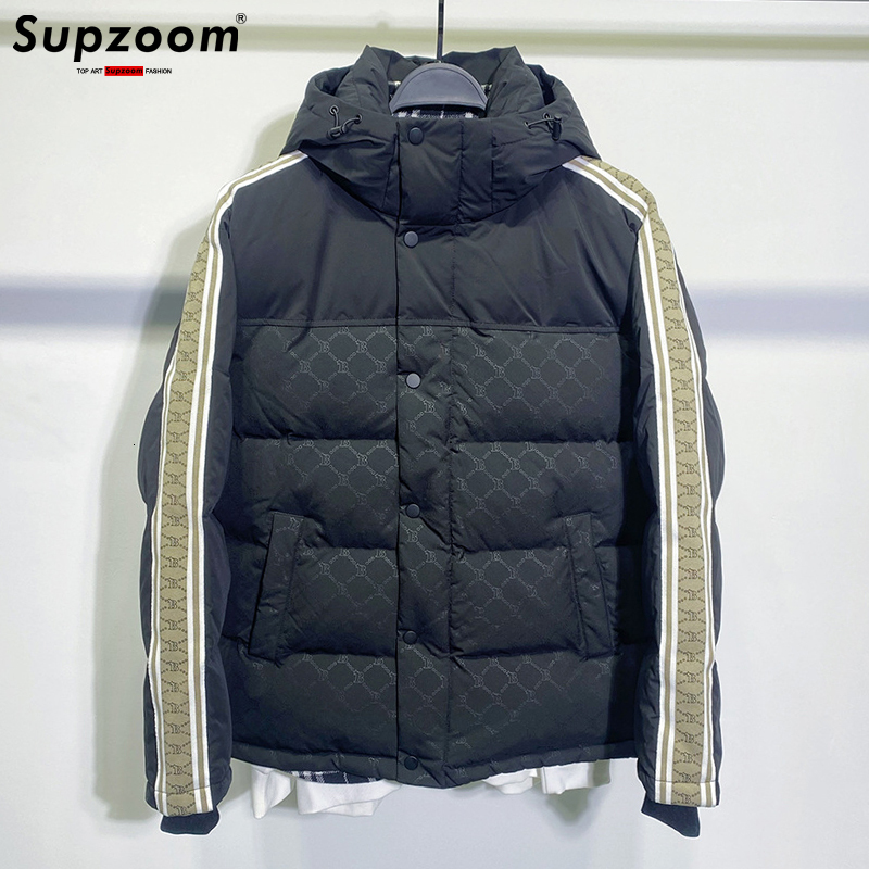 Supzoom 2022 New Arrival Top Fashion Brand Loose Winter Large Letters Patchwork Warm Plaid Padded Coat Casual Down Jacket For Women