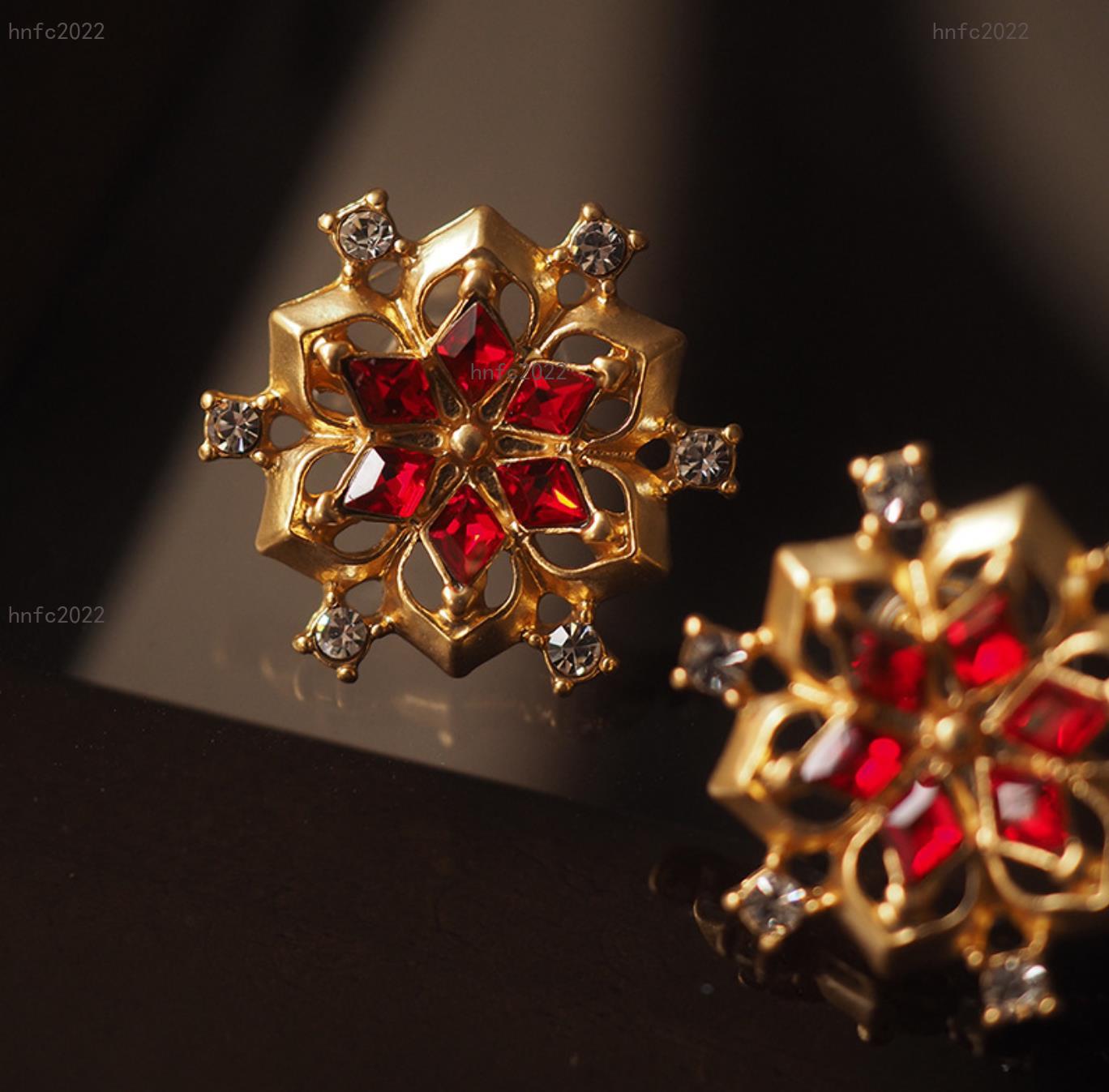 New Designed women luxury earrings Tirfari vintage snowflake colorfull gemstone earring ear studs Cai Evening Party Designer Jewelry
