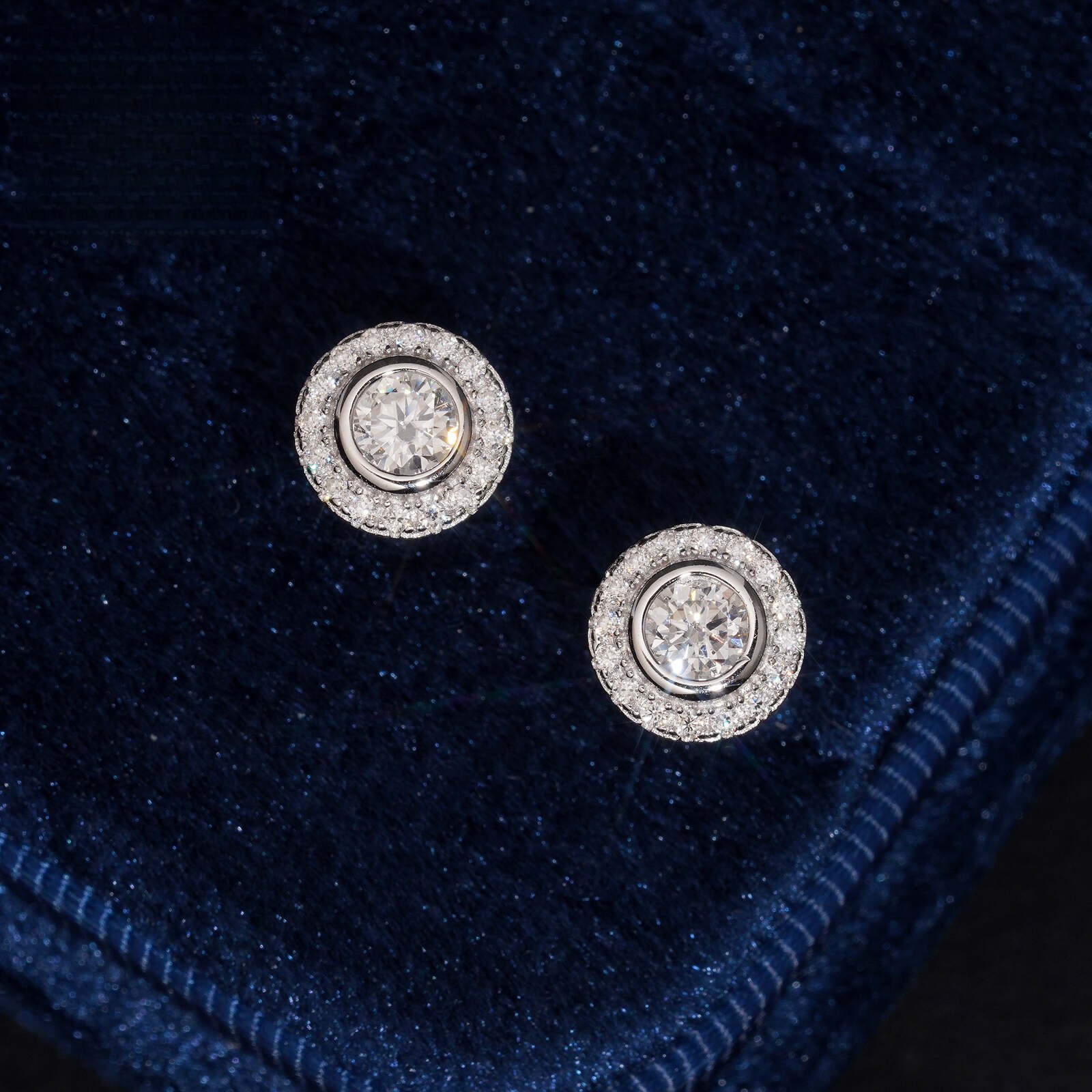 style round bezel moissanite S925 silver double-layer earrings, jewelry for export, bulk supply, GRA certified