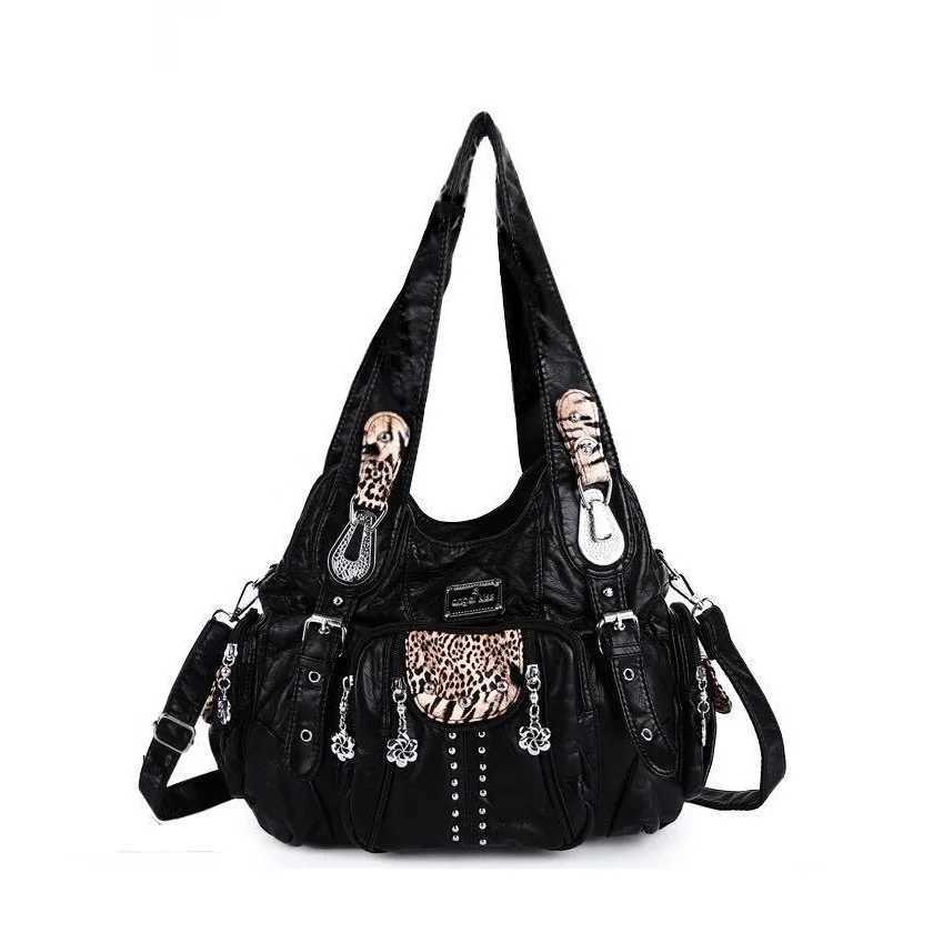 Evening Bags Vintage Women Bag Large Handbags Fashion Satchel Top-handle PU Shoulder Bag Vintage Dumpling Pack Multi-pockets Shoulder Bags H261016