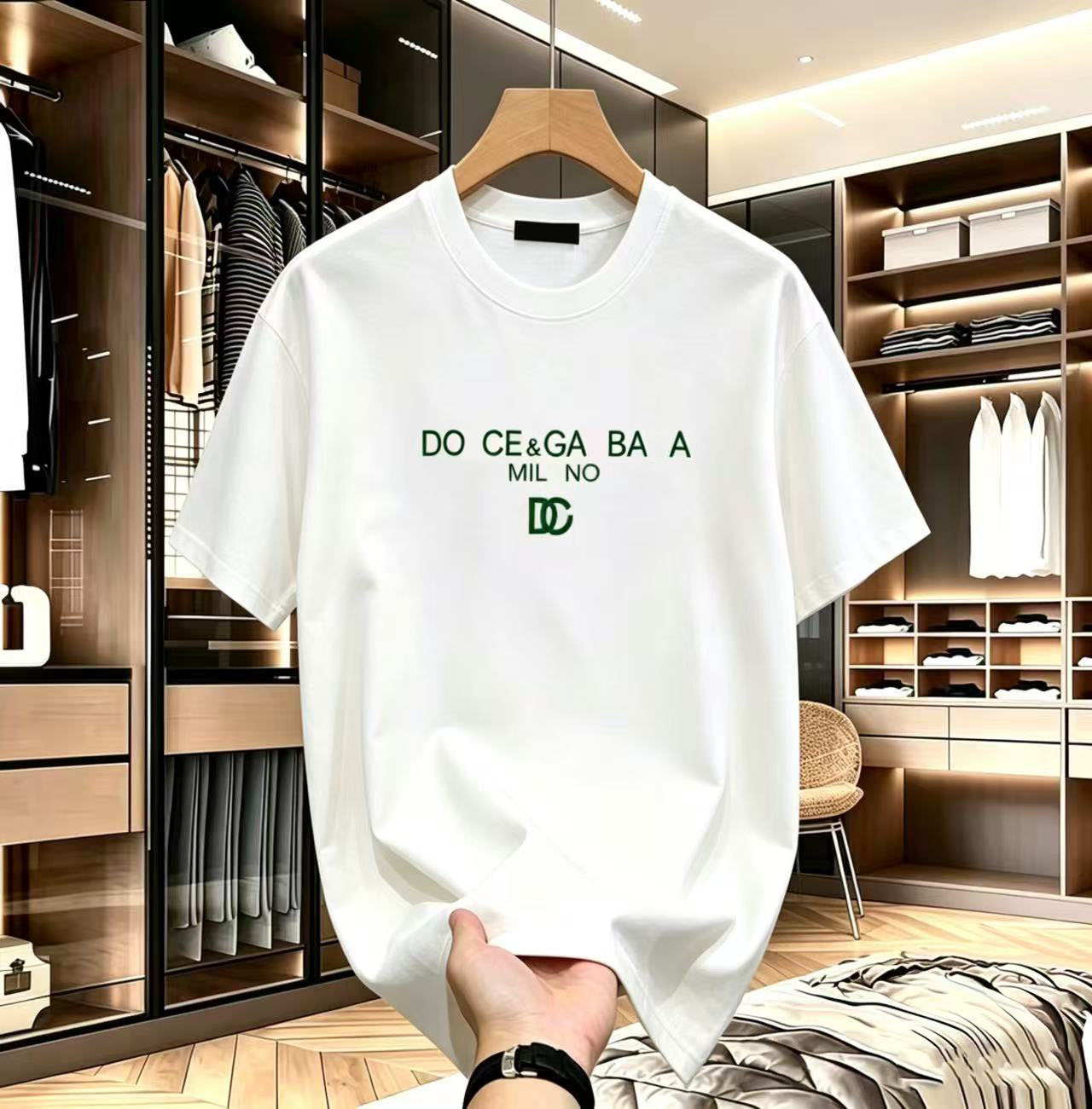 Men Front Green Letter Print T Shirt Heavyweight Cotton Crew Neck Short Sleeve Tee Minimalist Basic Casual Streetwear Summer Tops For Men