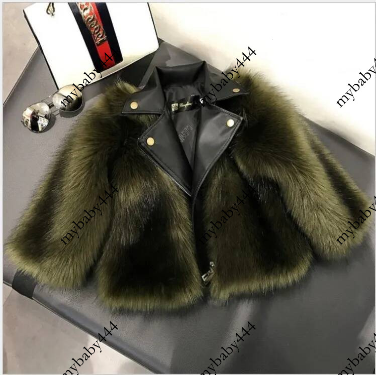Short Style Girls Coat Jacket Imitation Fox Artificial Fur Grass High Quality Plush+Leather Winter Kids Baby Girl Clothes Outwear