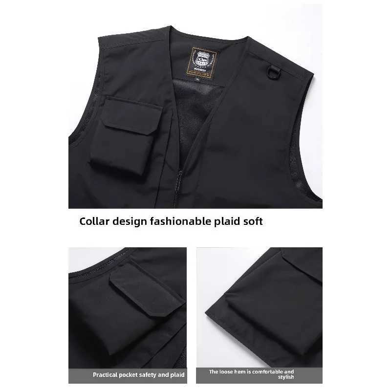 Multi-Pocket Fishing Photography Men's Vests Vest Outdoor Mountaineering Sports Vest Solid Color Breathable Sleeveless JacketW261017