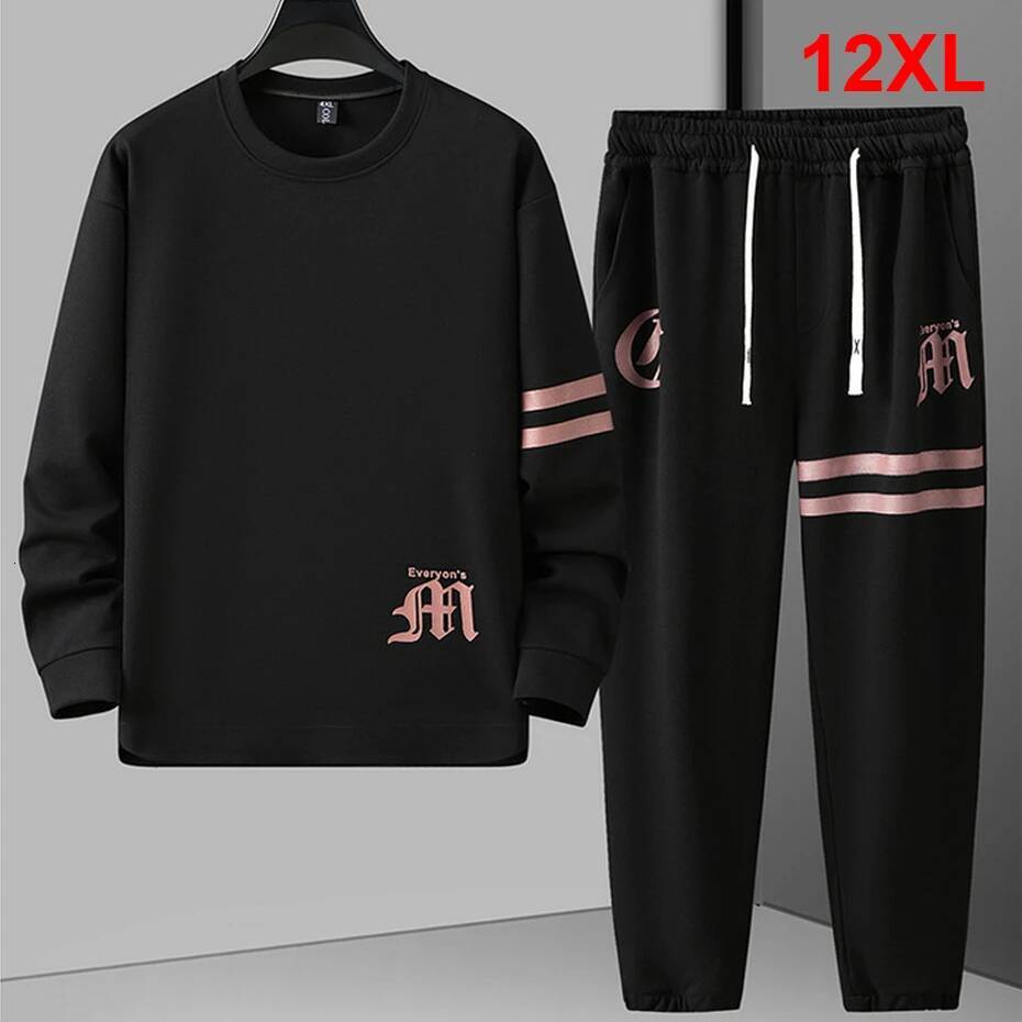 Spring Autumn Tracksuit Men Plus Men's Sets Sweatshirt Sweatpants Fashion Casual Suits Male Big Size 10XL 12XL