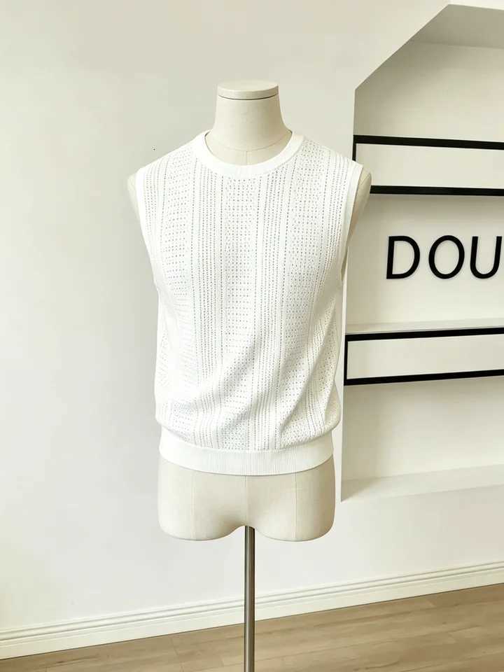 Sleeveless Men's Men's Knit Vests Tank Top Crew Neck Hollow Out Breathable Muscle Shirt Summer Casual White Vest Gym Workout TeeW261017