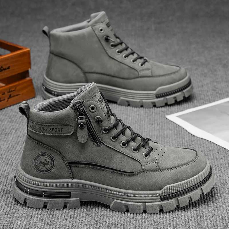 Casual Shoes Men's Workwear High-Top Boots | Non-Slip Lace-Up Outdoor Sneakers H261016