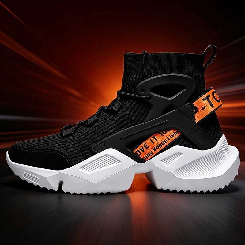 Casual Shoes New Men Boots Mesh Fabric High Top Marathon Sports Running Shoes Breathable Lightweight Comfortable Athletic Nonskid Sneakers H261016