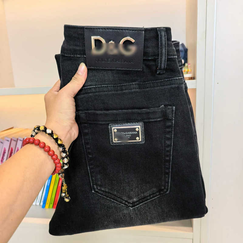 designer Men's Jeans hot-drilled European-style men jeans with heavy embroidery, multi-color elastic wash, slim straight-leg casual men trouser