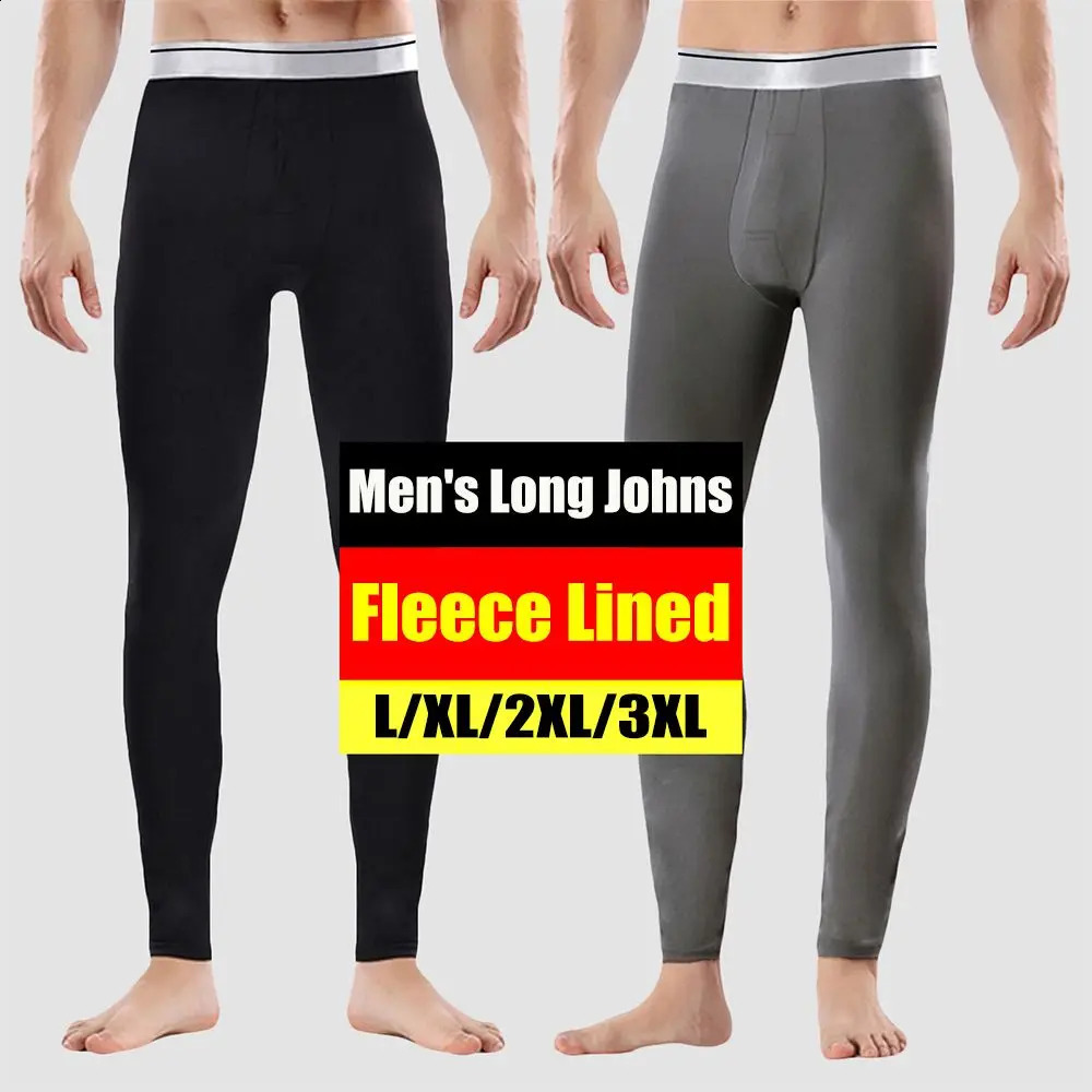 Men's Thermal Underwear Pants Winter Thick Fleece Lined Long Johns Warm Leggings Base Layer Bottoms 261012
