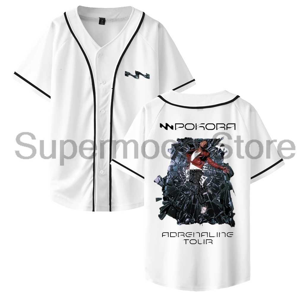 Adrenne Men's T-Shirts Matt Pokora Tour 2025 Baseball V-Neck Short Sleeve Button-up Shirts Women Men Streetwear TopsW261017