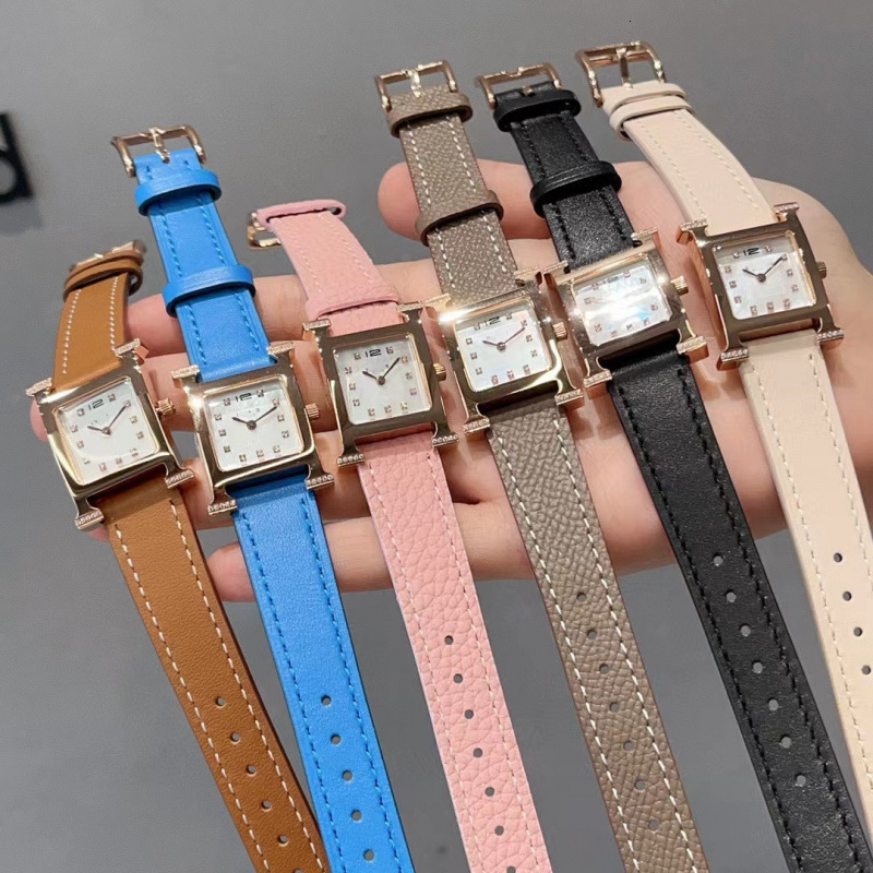 H brand watch Aijia Classic H Series Mashi Square Fashion Small Women's Quartz Leather Strap Watch One Piece Dropshipping