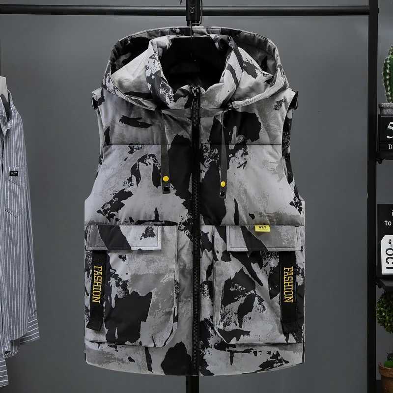 Padded Cotton Men's Men Vests Vests Detachable Hooded Sleeveless Jacket Men's Winter Warm Thick Coat Red Outerwear Oversize 8XLW261017