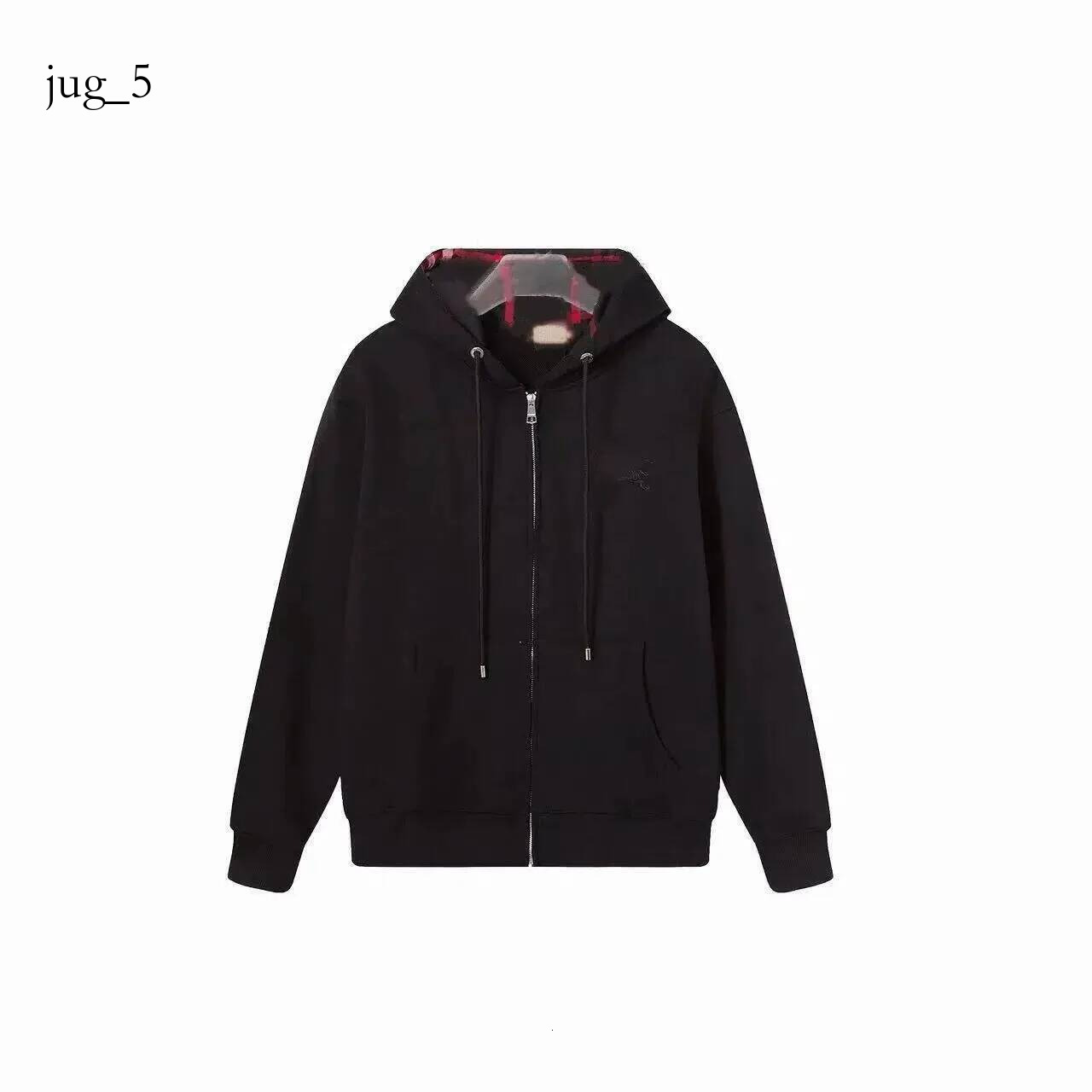 Plaid Embroidered Hoodies Men's Unisex Hooded Zip Up British Style Sweatshirts Trendy Casual Spring Autumn Outwear Bur berries jacket a3c